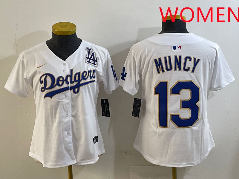 Women Los Angeles Dodgers 13 Muncy White Gold Game 2025 Nike MLB Jersey style 4
